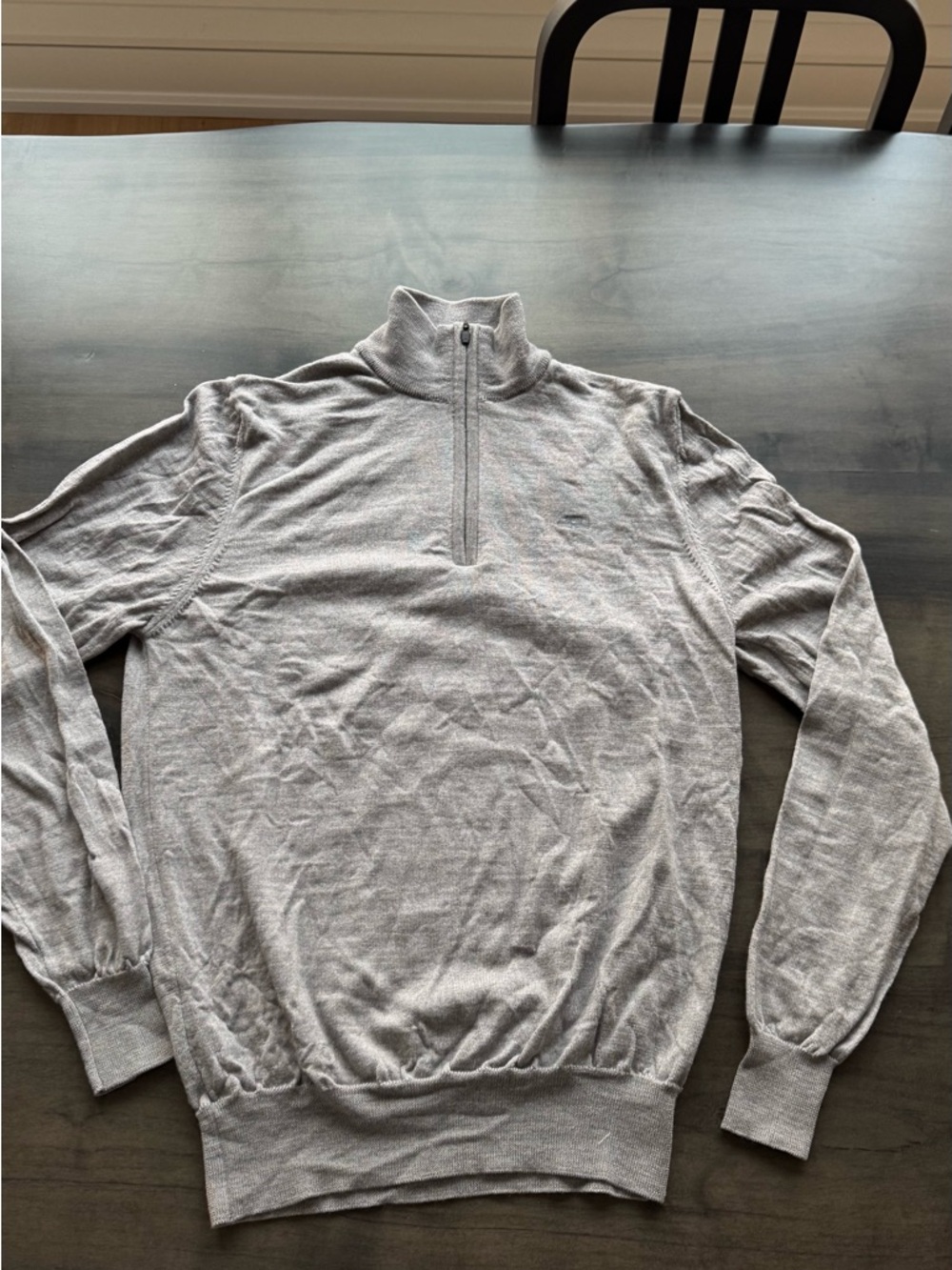 J.Lindeberg Men's Light Gray Zip-Front Knit Sweater